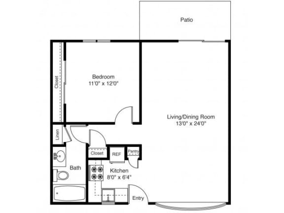 Taymil Holly House 1 Bedroom 1 Bathroom Floor Plan